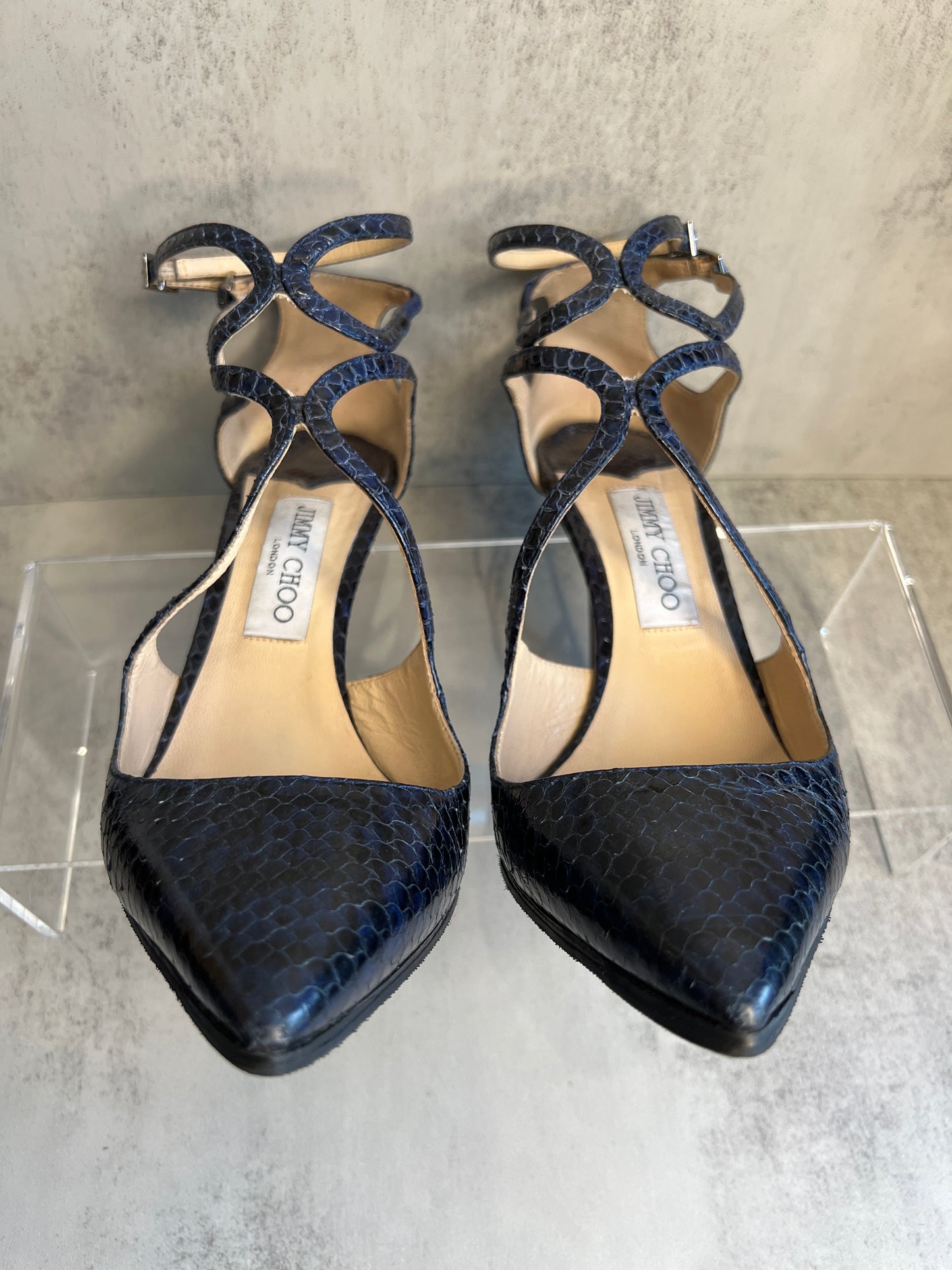 JIMMY CHOO Lancer 100 Snakeskin Leather  Pumps