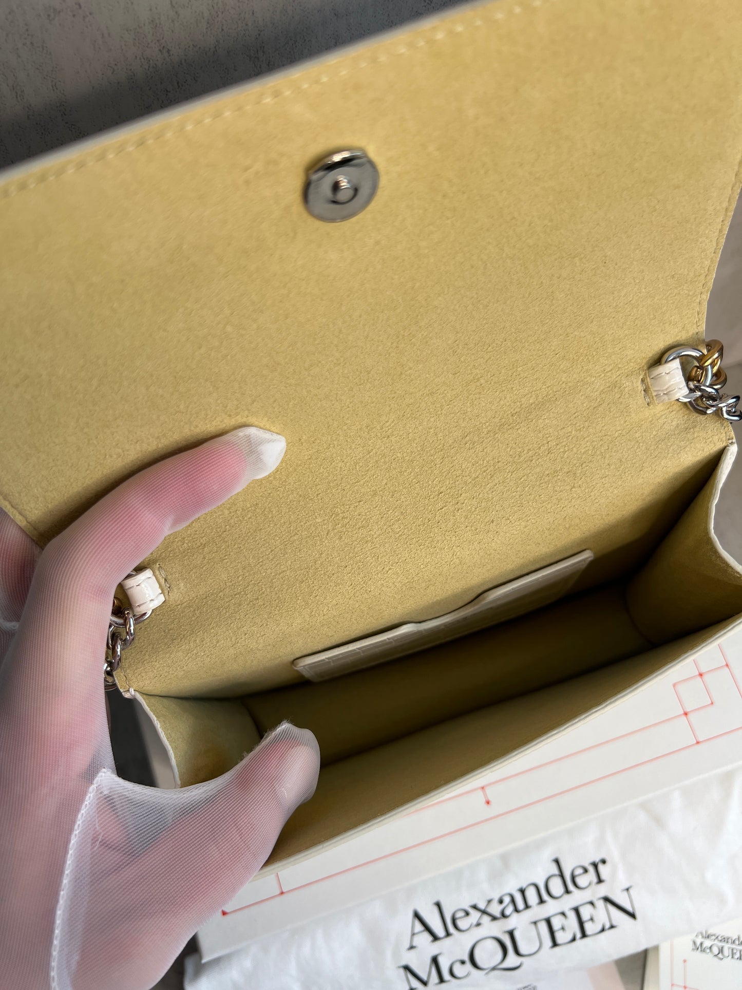 Alexander McQueen Small Skull Croc-Embossed Chain Shoulder Bag