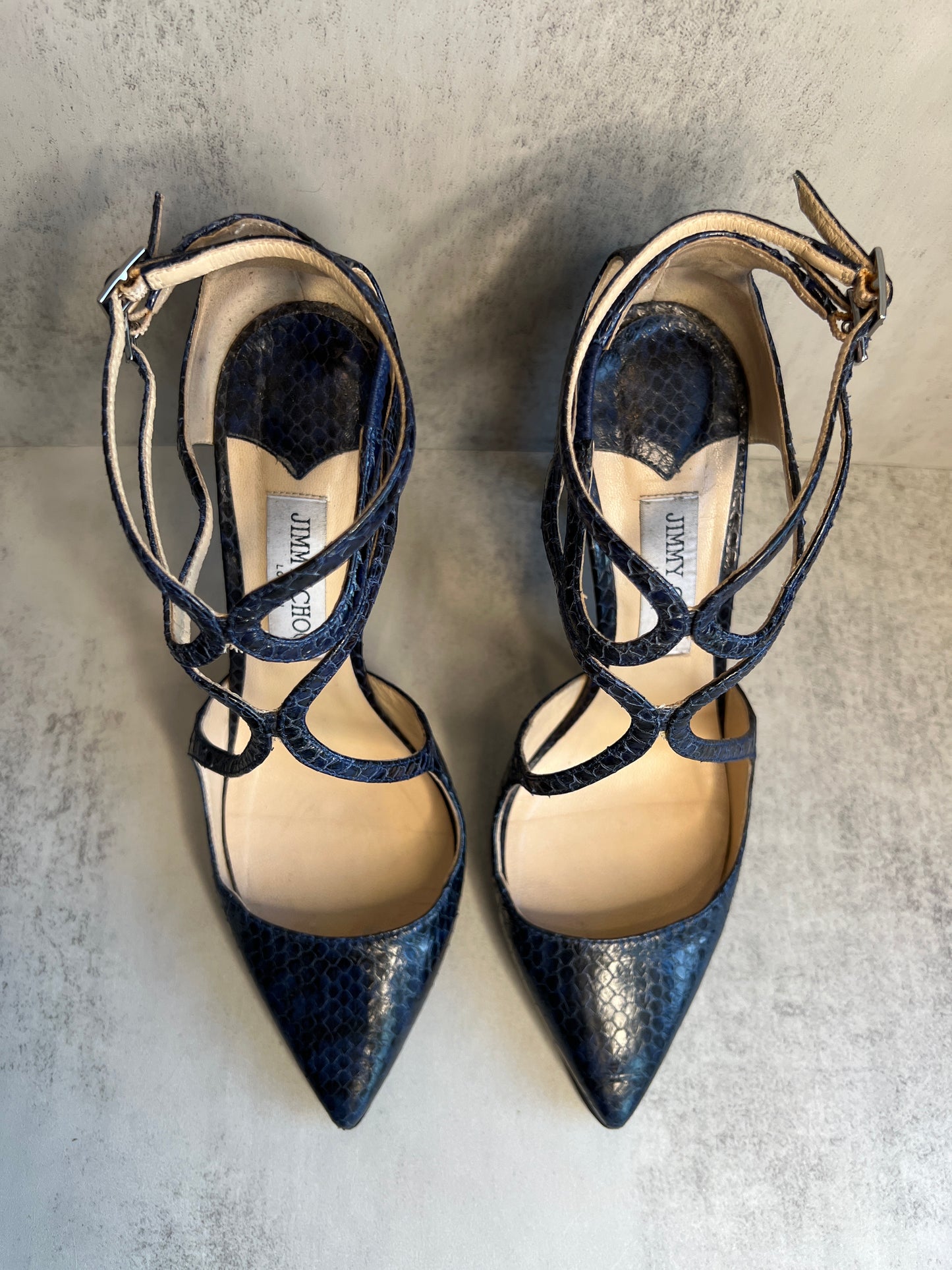 JIMMY CHOO Lancer 100 Snakeskin Leather  Pumps