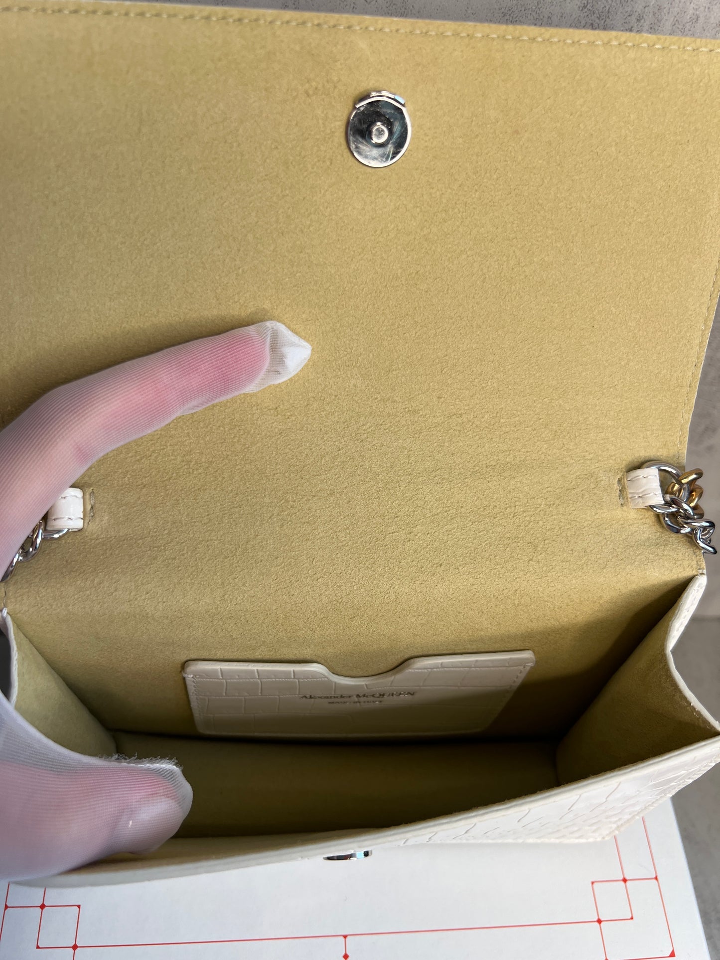 Alexander McQueen Small Skull Croc-Embossed Chain Shoulder Bag