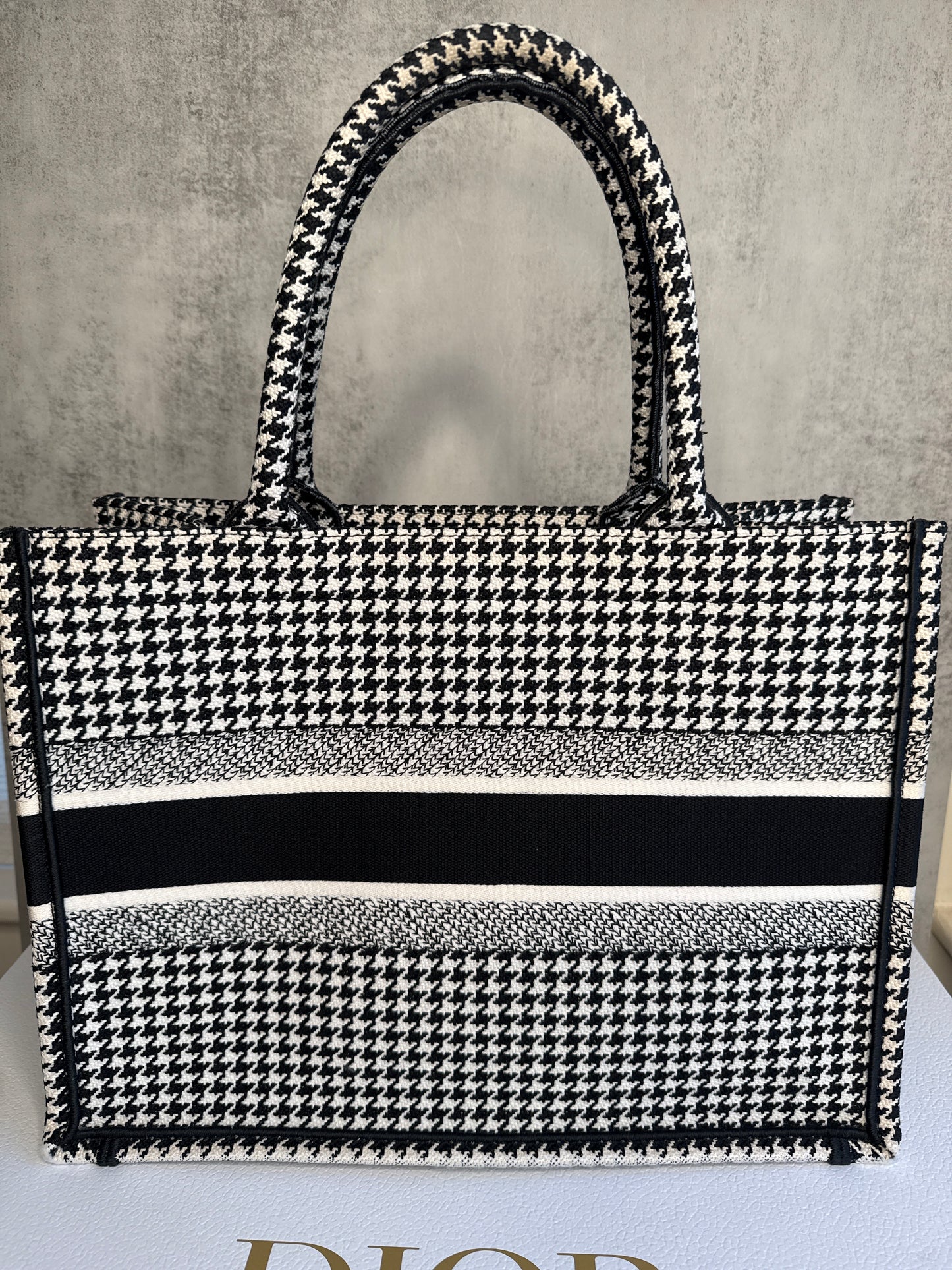 Christian Dior Medium Houndstooth Embroidered Book Tote