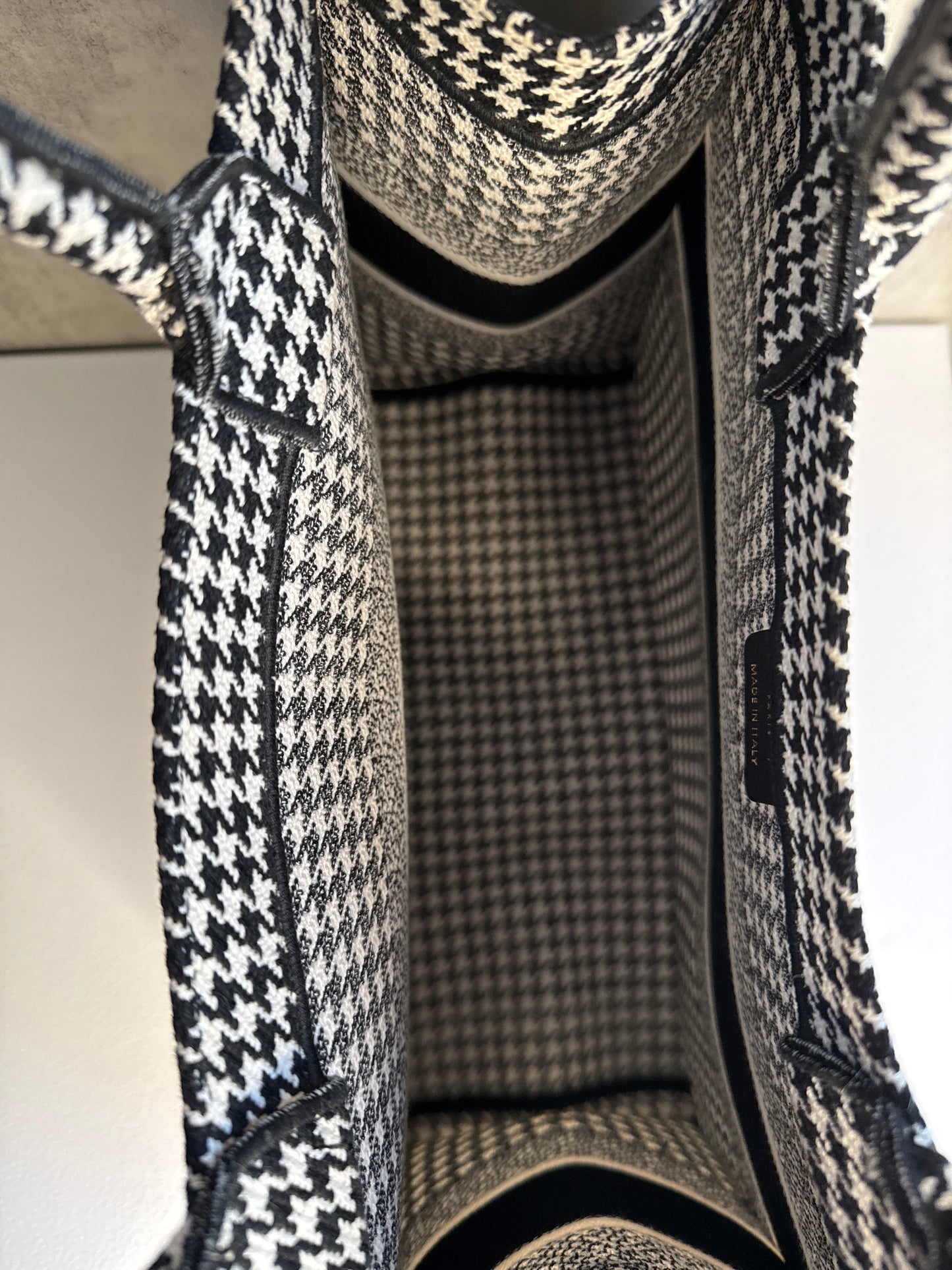 Christian Dior Medium Houndstooth Embroidered Book Tote