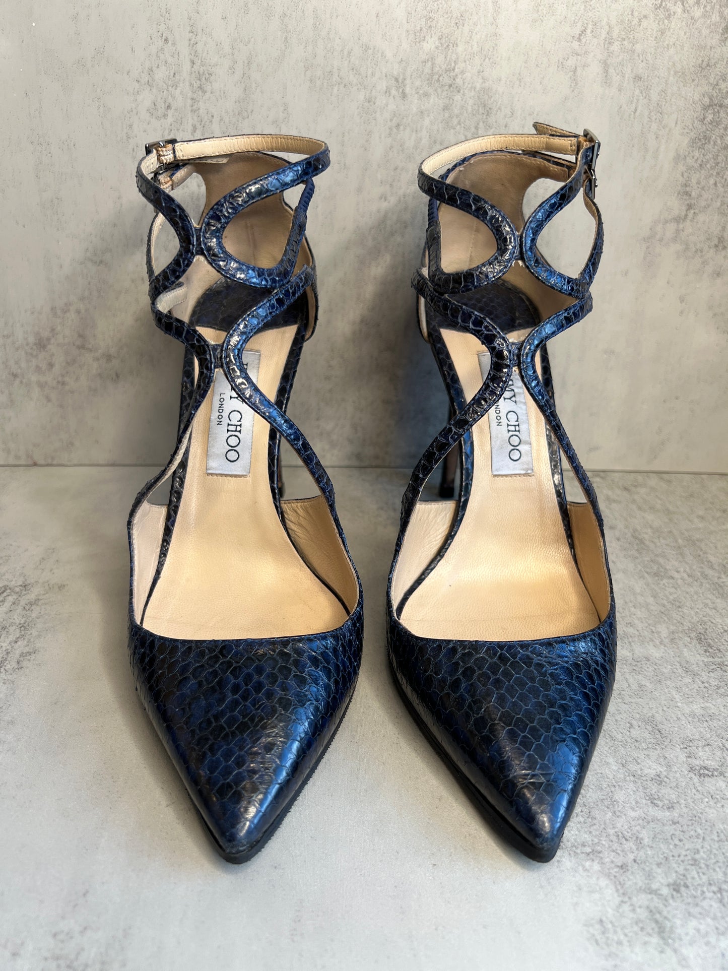 JIMMY CHOO Lancer 100 Snakeskin Leather  Pumps