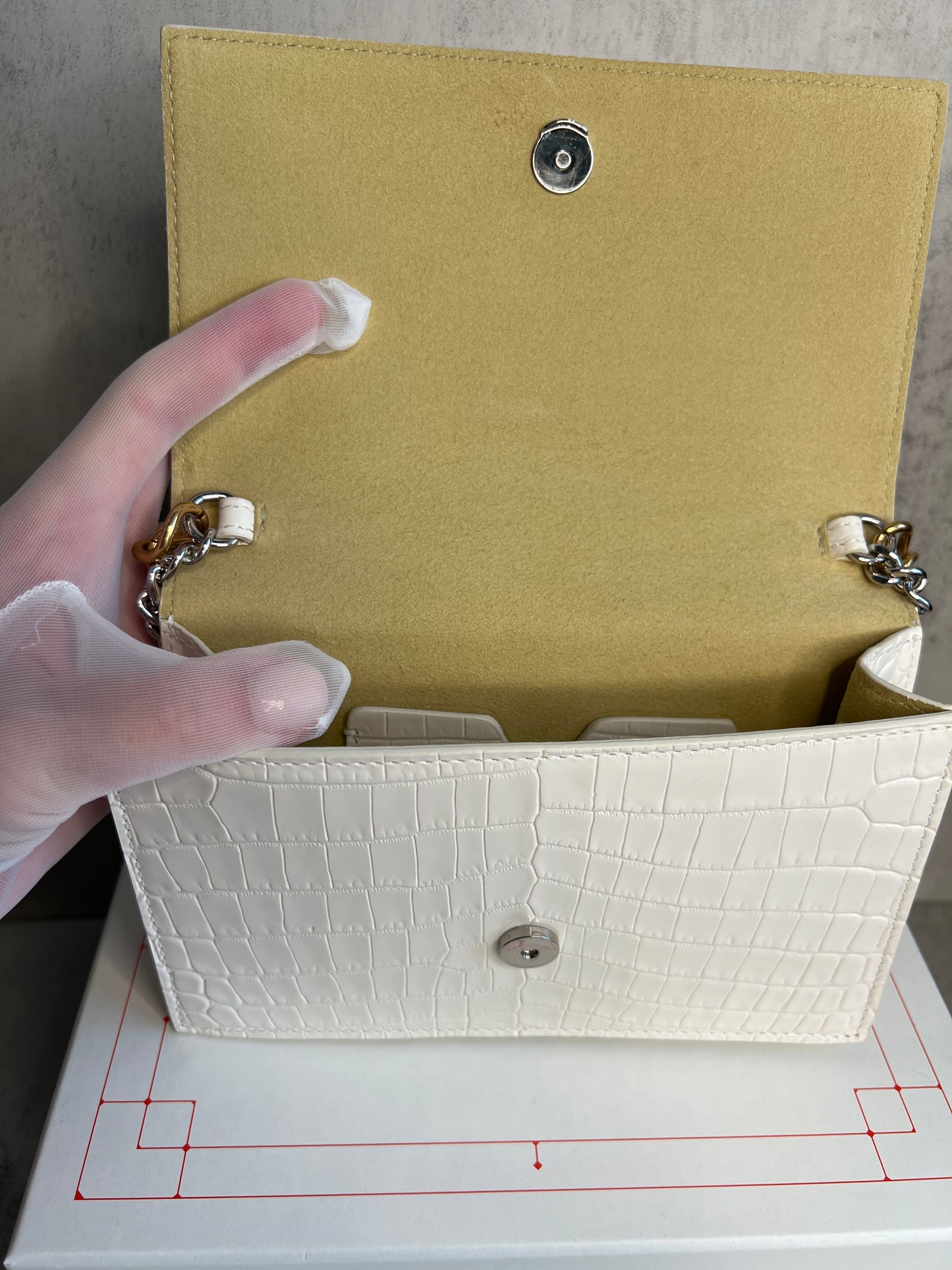 Alexander McQueen Small Skull Croc-Embossed Chain Shoulder Bag