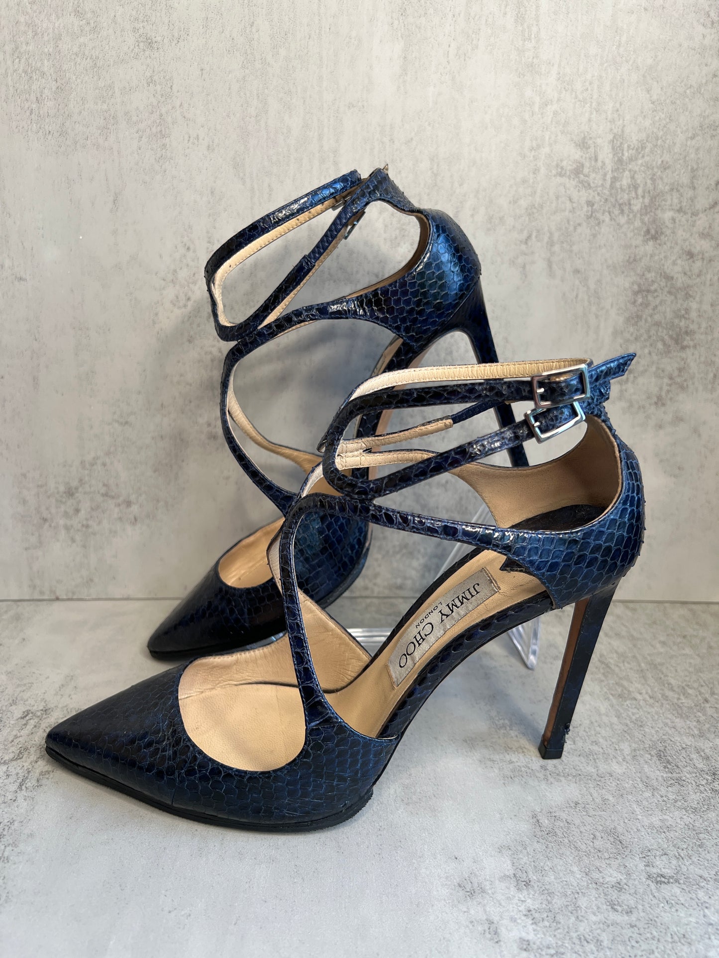 JIMMY CHOO Lancer 100 Snakeskin Leather  Pumps