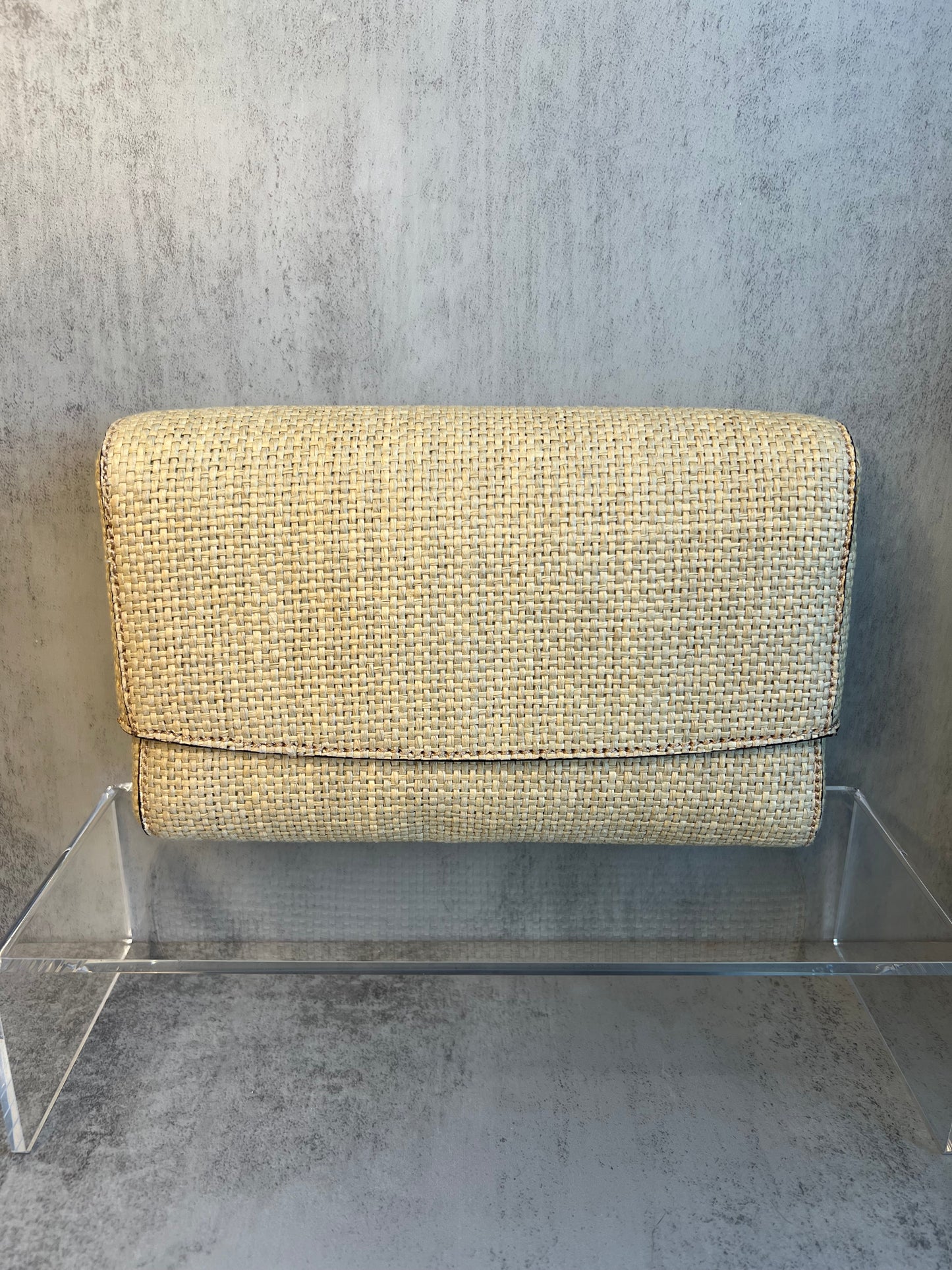 CHANEL (1997-1999) Raffia CC Mark Stitch Clutch