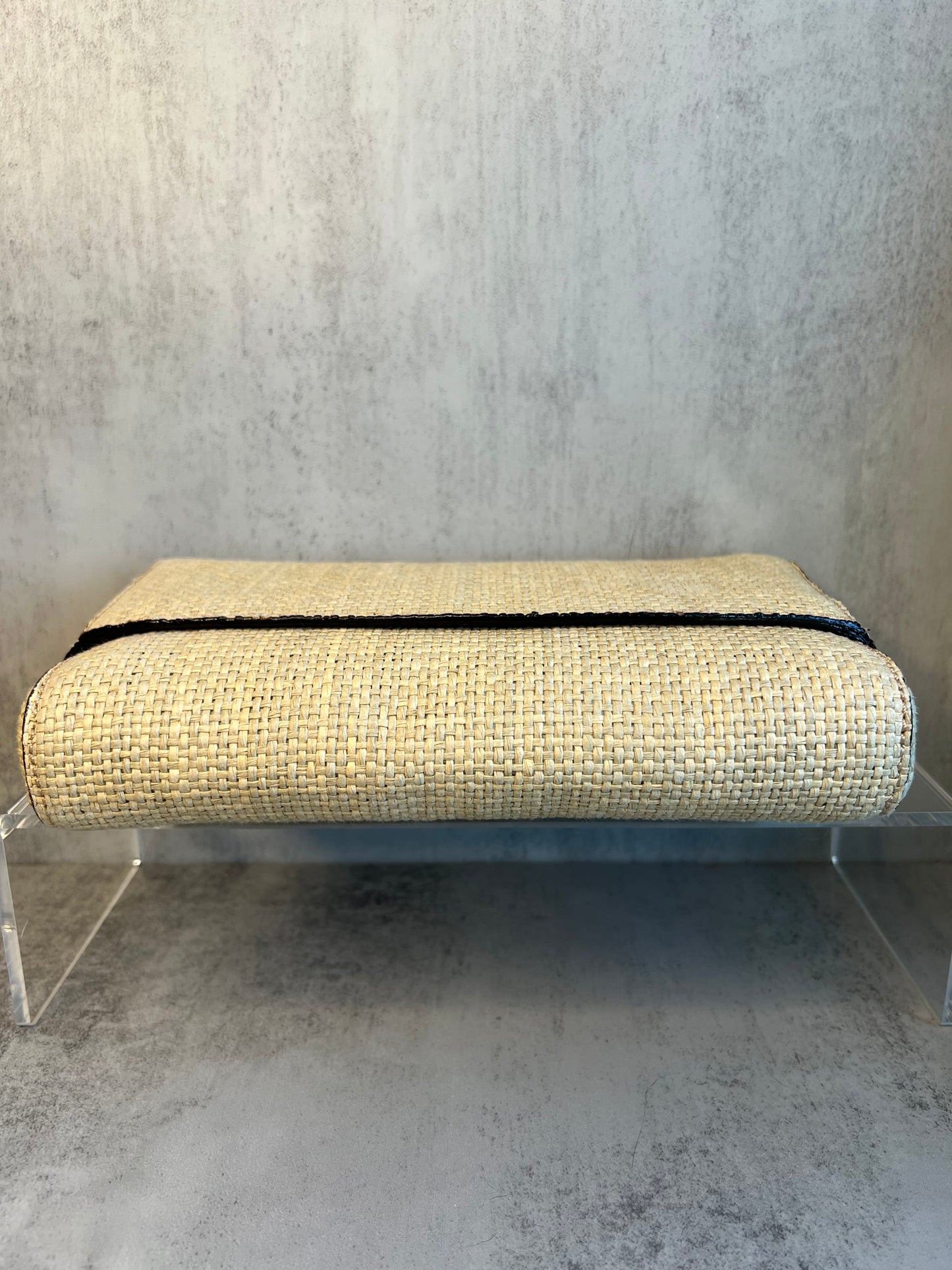 CHANEL (1997-1999) Raffia CC Mark Stitch Clutch