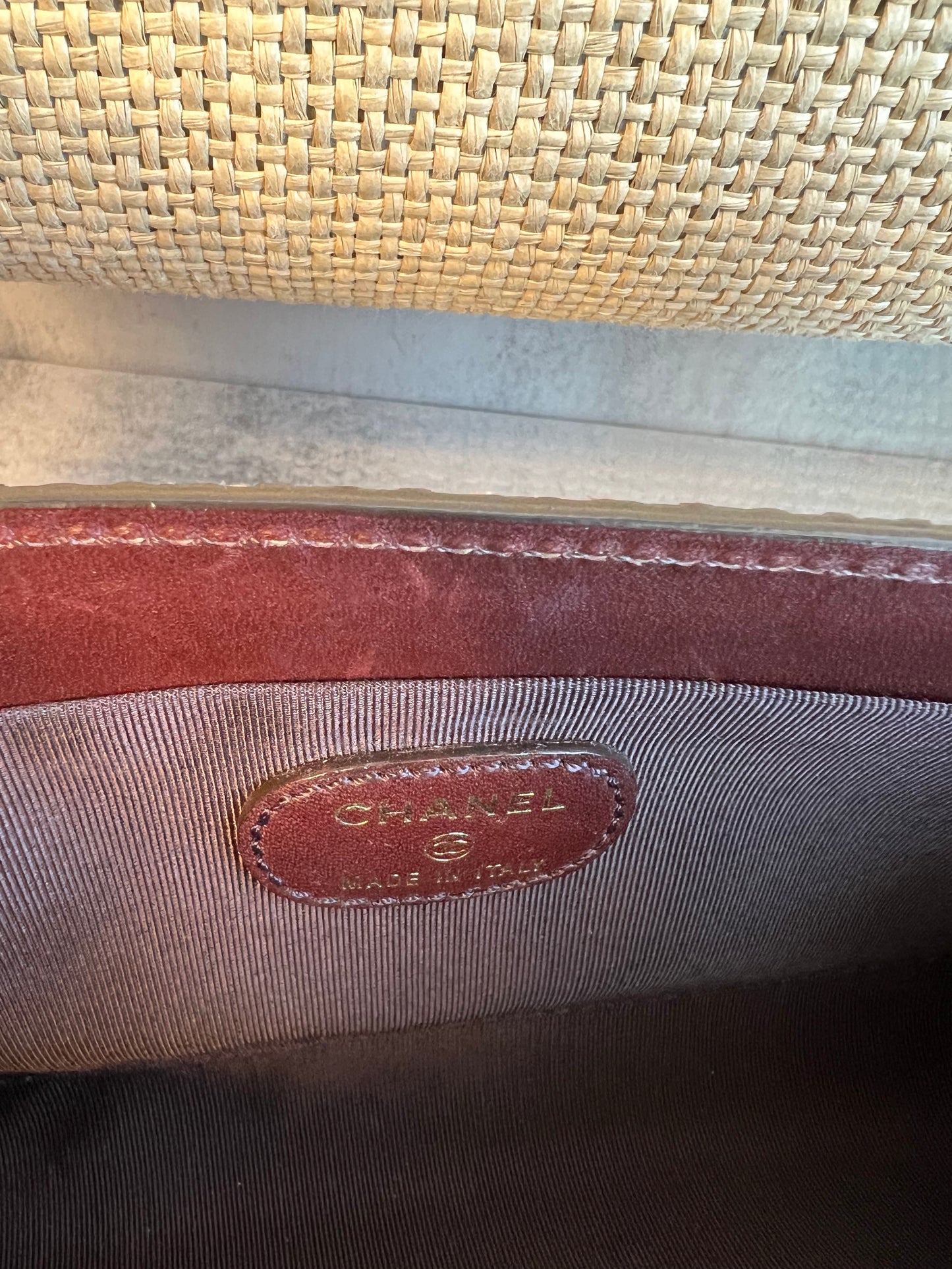 CHANEL (1997-1999) Raffia CC Mark Stitch Clutch