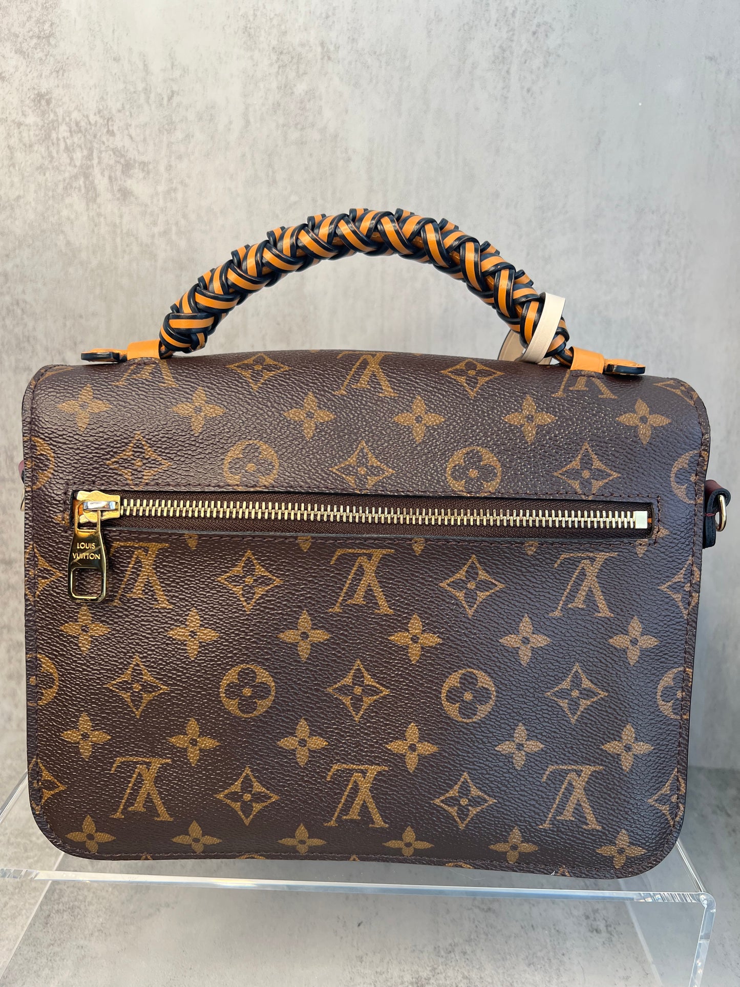 LOUIS VUITTON Monogram Braided Pochette Metis Safran