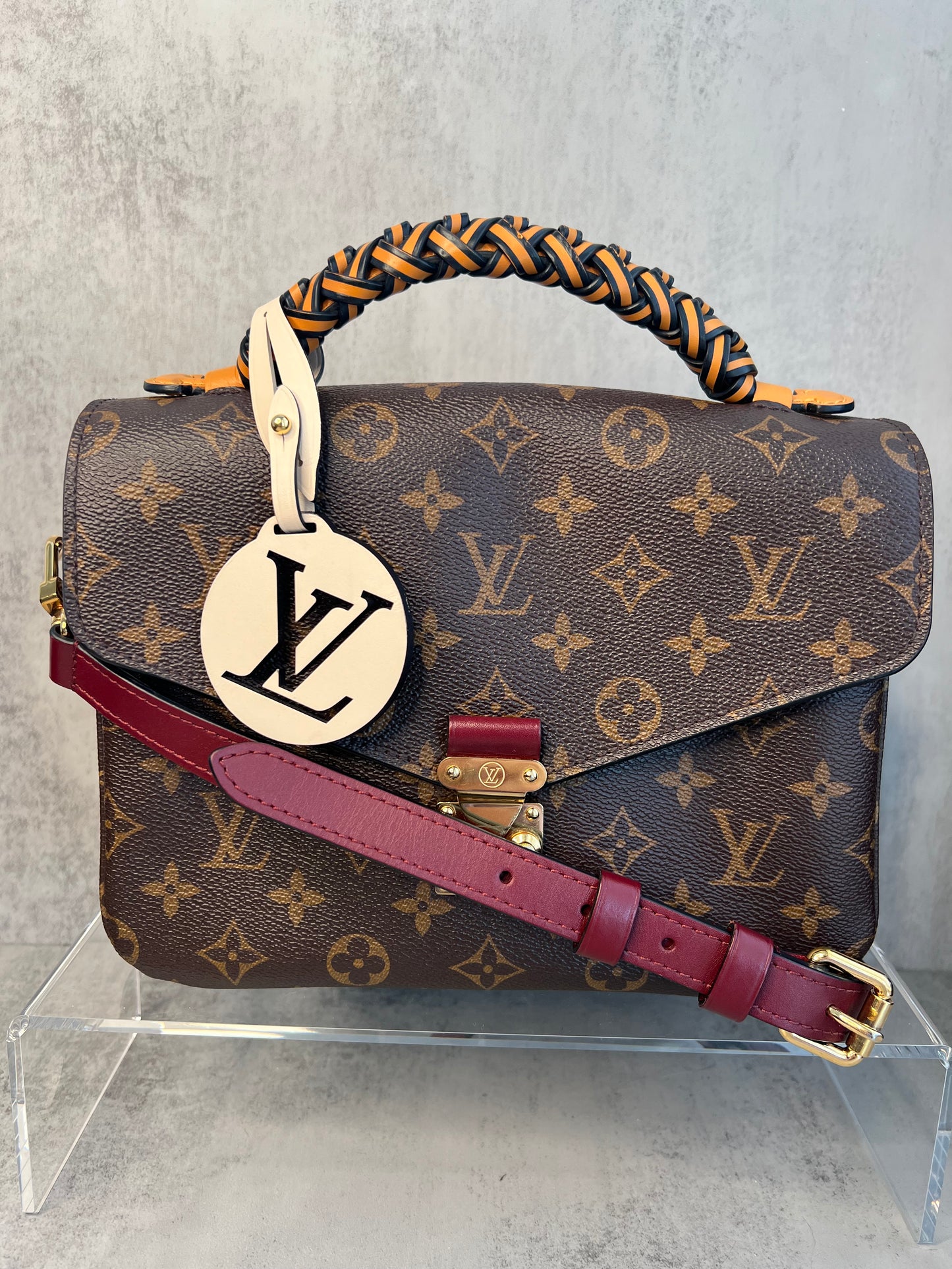 LOUIS VUITTON Monogram Braided Pochette Metis Safran