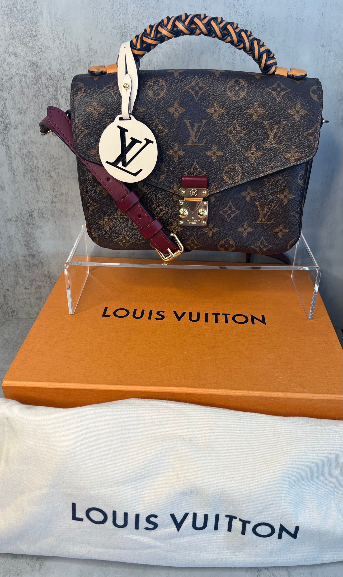 LOUIS VUITTON Monogram Braided Pochette Metis Safran