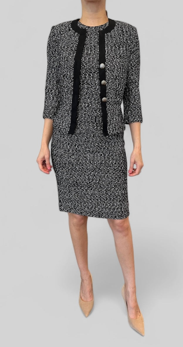St. John Silk-Trimmed Tweed Knit Jacket and Dress