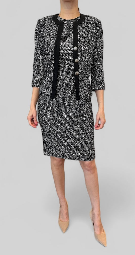 St. John Silk-Trimmed Tweed Knit Jacket and Dress