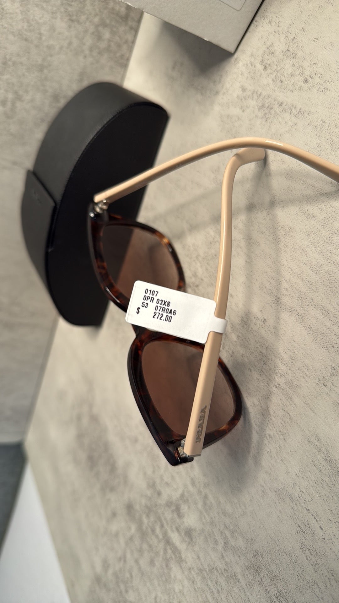 Prada Tortoise Sunglasses with Oversized Cat-Eye Frame & Gradient Lenses